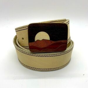 VINTAGE INLAY WOODEN SUNSET BELT BUCKLE​​​​​​​​​​​​​​​​​​​​​​​​​​​​